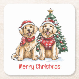 Porta-copo De Papel Quadrado Cachorros de varejo de Ouro de Natal