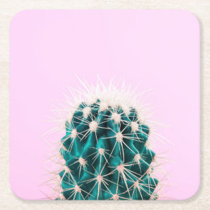 Porta-copo De Papel Quadrado Cacto de Prickley no rosa