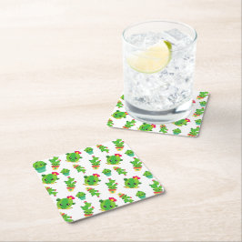 Porta-copo De Papel Quadrado Cactus Bonito, Cactus Verde, Padrão De Cactus