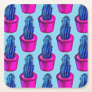 Porta-copo De Papel Quadrado Cactus Lover - Padrão Vegetal Estranho Potente