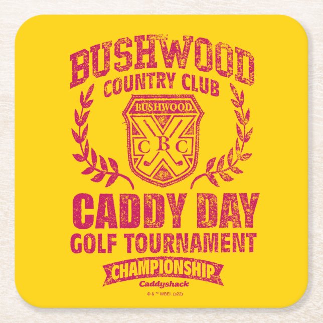 Porta-copo De Papel Quadrado Caddyshack | Bushwood Country Club Caddy Day Golf (Frente)