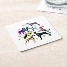 Porta-copo De Papel Quadrado Cães e patas