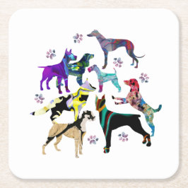 Porta-copo De Papel Quadrado Cães e patas