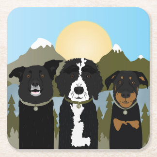 Porta-copo De Papel Quadrado Cães Nas Montanhas