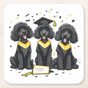 Porta-copo De Papel Quadrado Cães Poodle Padrão De Graduação