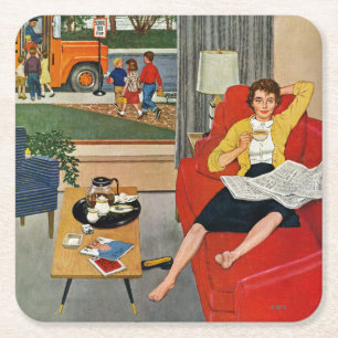 Porta-copo De Papel Quadrado Café da Manhã