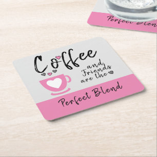 Porta-copo De Papel Quadrado Café e amigos cor-de-rosa perfeito