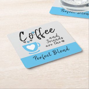 Porta-copo De Papel Quadrado Café e amigos misturam azul perfeito