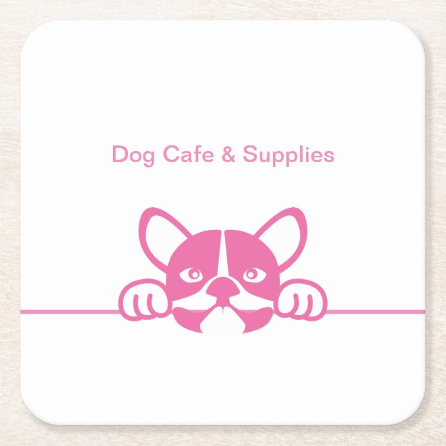 Porta-copo De Papel Quadrado Café e material para cães (Frente)