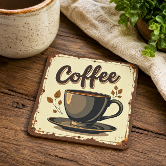 Porta-copo De Papel Quadrado Café Retro Art Déco