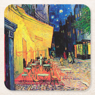 Porta-copo De Papel Quadrado Cafe Terrace na Noite, Vincent van Gogh, 1888