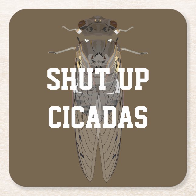 Porta-copo De Papel Quadrado Cala a boca Cicadas (Frente)