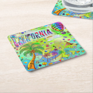 Porta-copo De Papel Quadrado California Timeless Melody Coaster