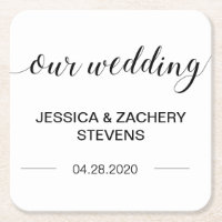 Caligrafia Elegante Casamento Negro e Branco