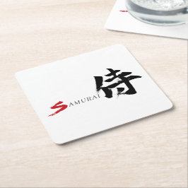 Porta-copo De Papel Quadrado Caligrafia Japonesa Kanji Samurai