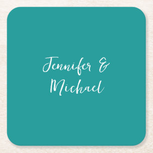 Porta-copo De Papel Quadrado Caligrafia minimalista profissional azul verde