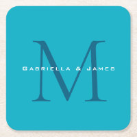 Caligrafia Monograma Azure Blue Modern Plain