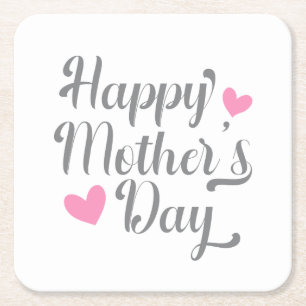 Porta-copo De Papel Quadrado Caligrafia simples e feliz do Dia de as mães Port