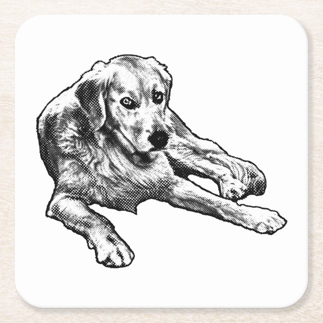 Porta-copo De Papel Quadrado Calma de mesa: Ouro (Frente)