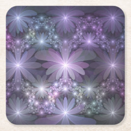 Porta-copo De Papel Quadrado Cama de Flores Arte de Fractal Abstrato Brilhante 