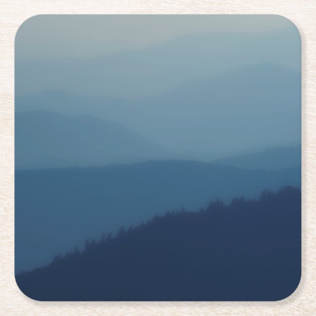 Porta-copo De Papel Quadrado Camadas Azuis (Frente)