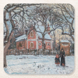 Porta-copo De Papel Quadrado Camille Pissarro - Castanheiros em Louveciennes
