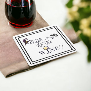 Porta-copo De Papel Quadrado Caminho das Bruxas para o Vinho Engraçado