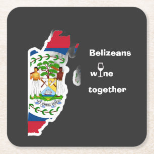 Porta-copo De Papel Quadrado Camiseta Belizeanos Bebem Vinho Juntos