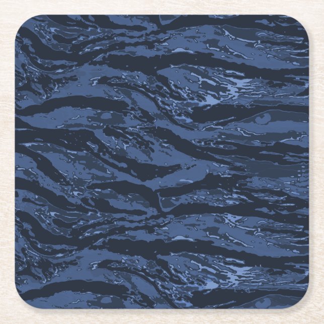 Porta-copo De Papel Quadrado Camo com risca azul (Frente)