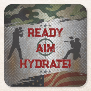 Porta-copo De Papel Quadrado Camo Militar Festa de aniversário Paintball EUA