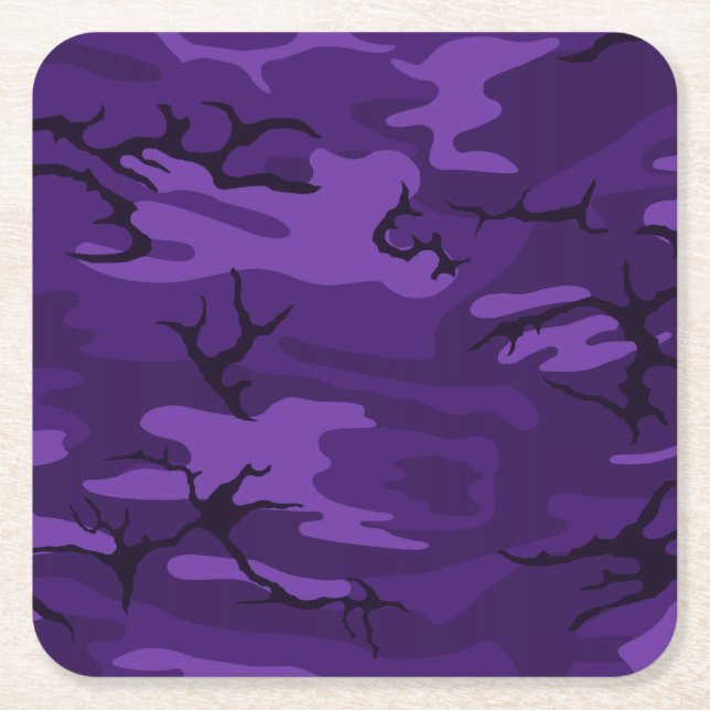 Porta-copo De Papel Quadrado Camo roxo escuro (Frente)