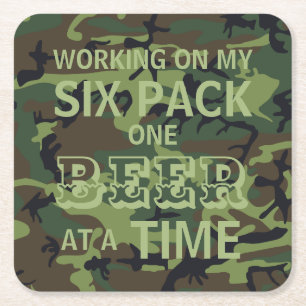 Porta-copo De Papel Quadrado Camo Trabalhando No Meu Pacote Seis