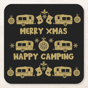 Porta-copo De Papel Quadrado Campanha Feliz de Natal Caravan