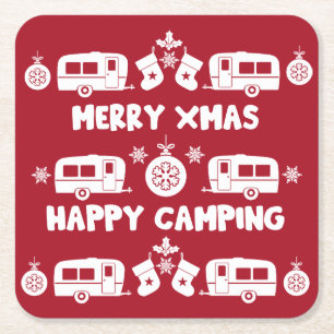 Porta-copo De Papel Quadrado Campanha Feliz de Natal Caravan