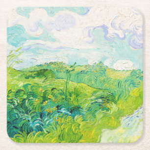 Porta-copo De Papel Quadrado Campos de Trigo Verde, Van Gogh