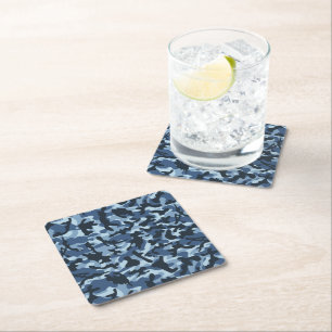 Porta-copo De Papel Quadrado Camuflagem Azul