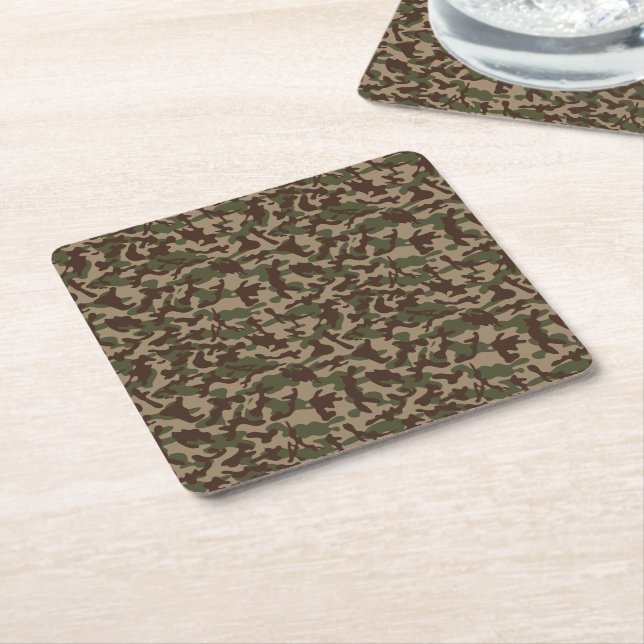 Porta-copo De Papel Quadrado Camuflagem de Madeira Profunda (Inclinado)
