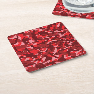 Porta-copo De Papel Quadrado Camuflagem de Salmão Vermelho