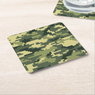 Porta-copo De Papel Quadrado Camuflagem Digital Woodland de 8 Bits / Camo