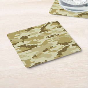 Porta-copo De Papel Quadrado Camuflagem do deserto digital de 8 bits / Camo
