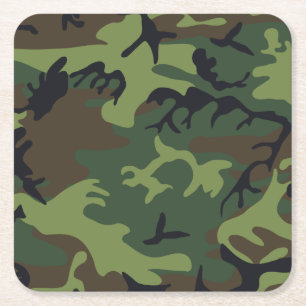 Porta-copo De Papel Quadrado Camuflagem Militar Floresta Verde