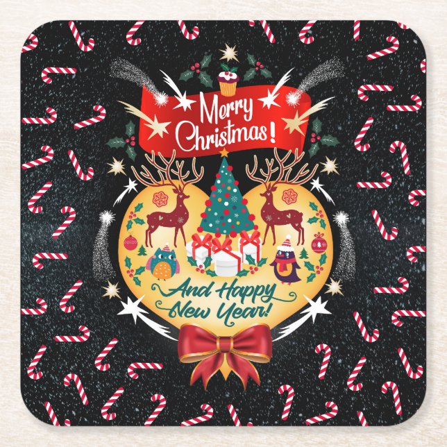 Porta-copo De Papel Quadrado Canais de Natal (Frente)