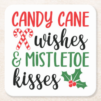 Porta-copo De Papel Quadrado Candy Cane Deseja e Mistura Kisses