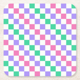 Porta-copo De Papel Quadrado Candy shop diagonal checkerboard pattern