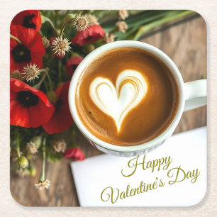 Porta-copo De Papel Quadrado Caneca de café personalizada Feliz Dia dos Namorad