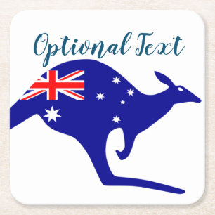 Porta-copo De Papel Quadrado Canguru e Bandeira da Austrália