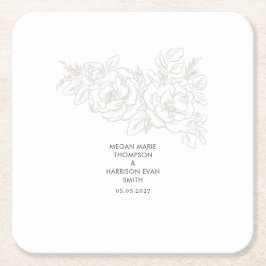 Porta-copo De Papel Quadrado Cantinho de flores elegante de pedras