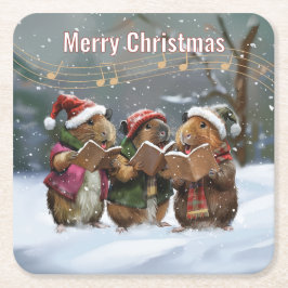 Porta-copo De Papel Quadrado Cantores de Guiné Pig Carol