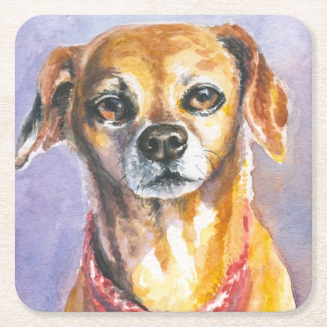 Porta-copo De Papel Quadrado Cão 2 (Frente)