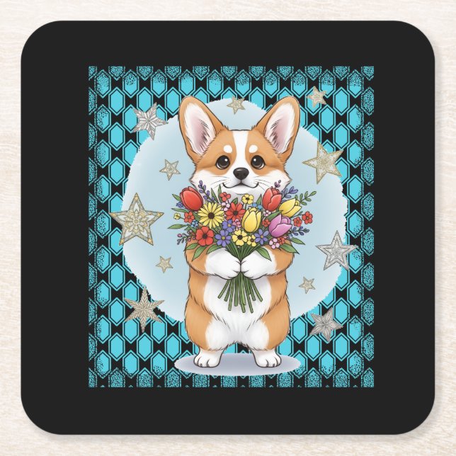 Porta-copo De Papel Quadrado cão giro (Frente)